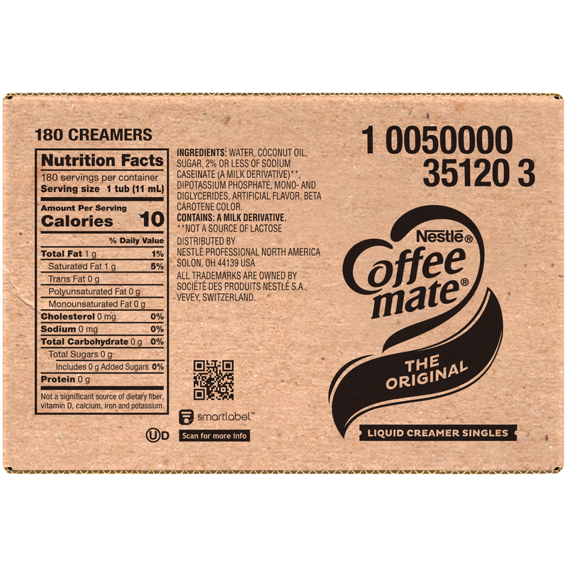 Coffee Mate Liquid Original Creamers 0.375 Fluid Ounce - 180 Per Case.