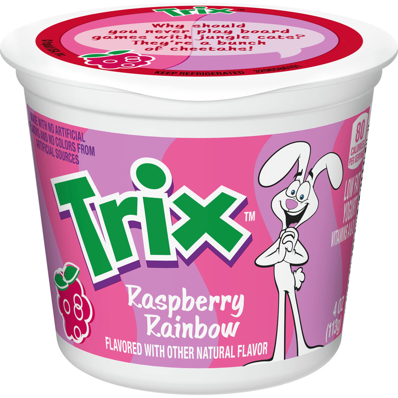 Yoplait® Trix™ Low Fat Yogurt Reduced Sugar Single Serve Cup Raspberry Rainbow 4 Ounce Size - 48 Per Case.