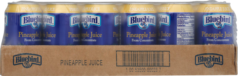 Bluebird Shelf Stable Pineapple Juice 11.5 Fluid Ounce - 24 Per Case.
