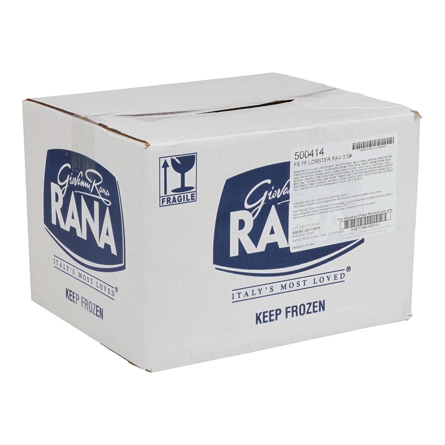 Fresh Frozen Lobster Ravioli 3 Pound Each - 2 Per Case.