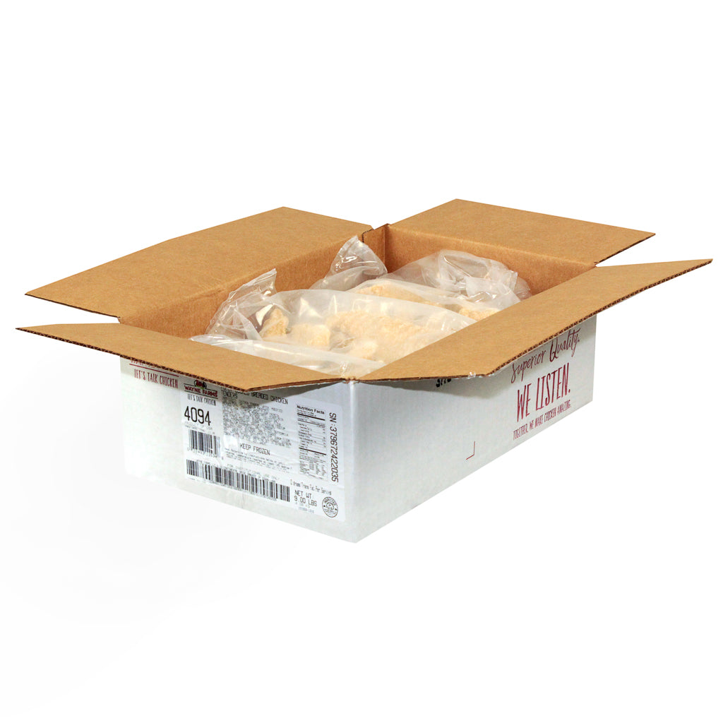Wayne Farms Fully Cooked Breaded Chicken Tenders 3.5 Ounce, 4.5 Pound Each - 2 Per Case.
