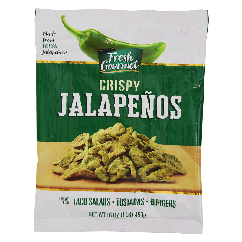 Fresh Gourmet Jalapeno Strips Crispy 1 Pound Each - 10 Per Case.