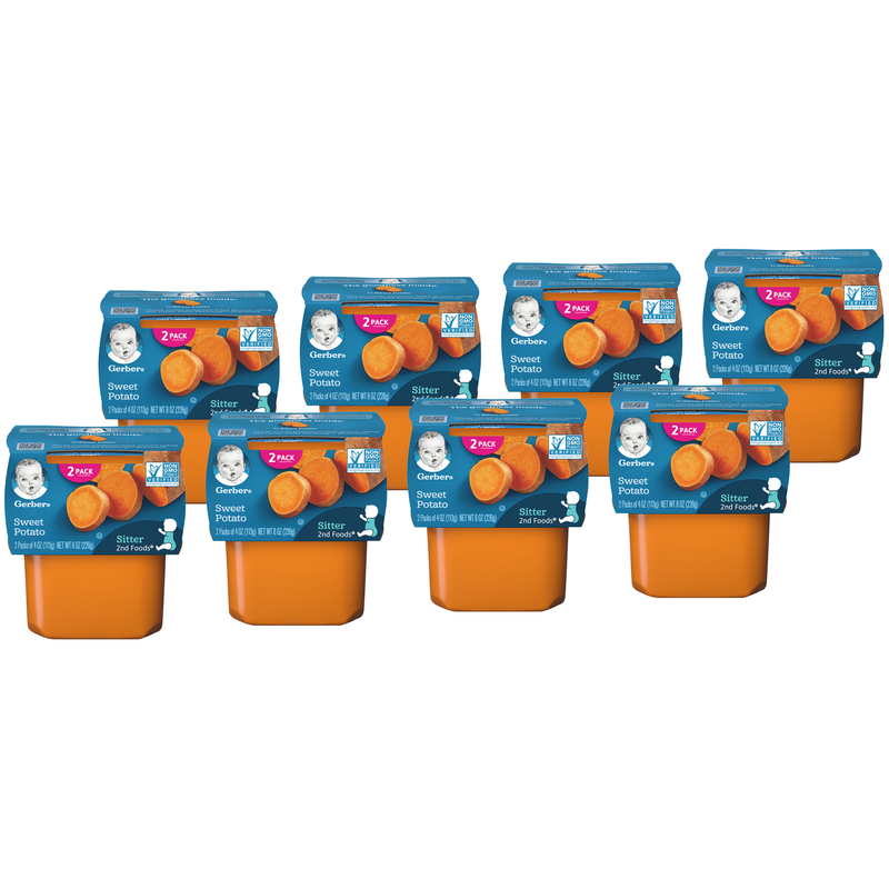 (2 pack of 4 Oz) Gerber 2nd Foods Sweet Potato Baby Food 8 Ounce Size - 8 Per Case.
