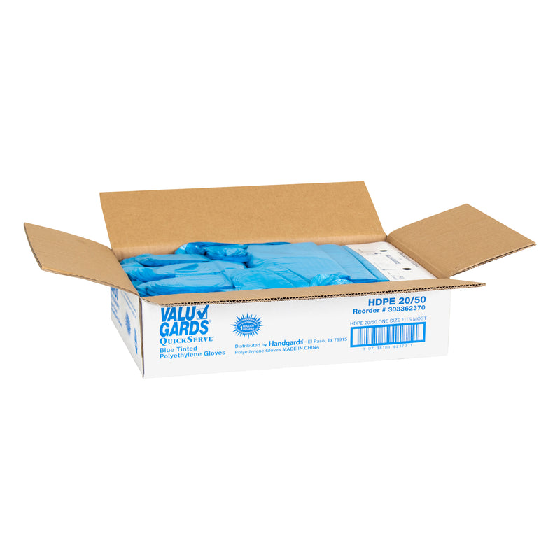 Glove Poly Quick Serve Blue One Size Fits All 50 Each - 20 Per Case.