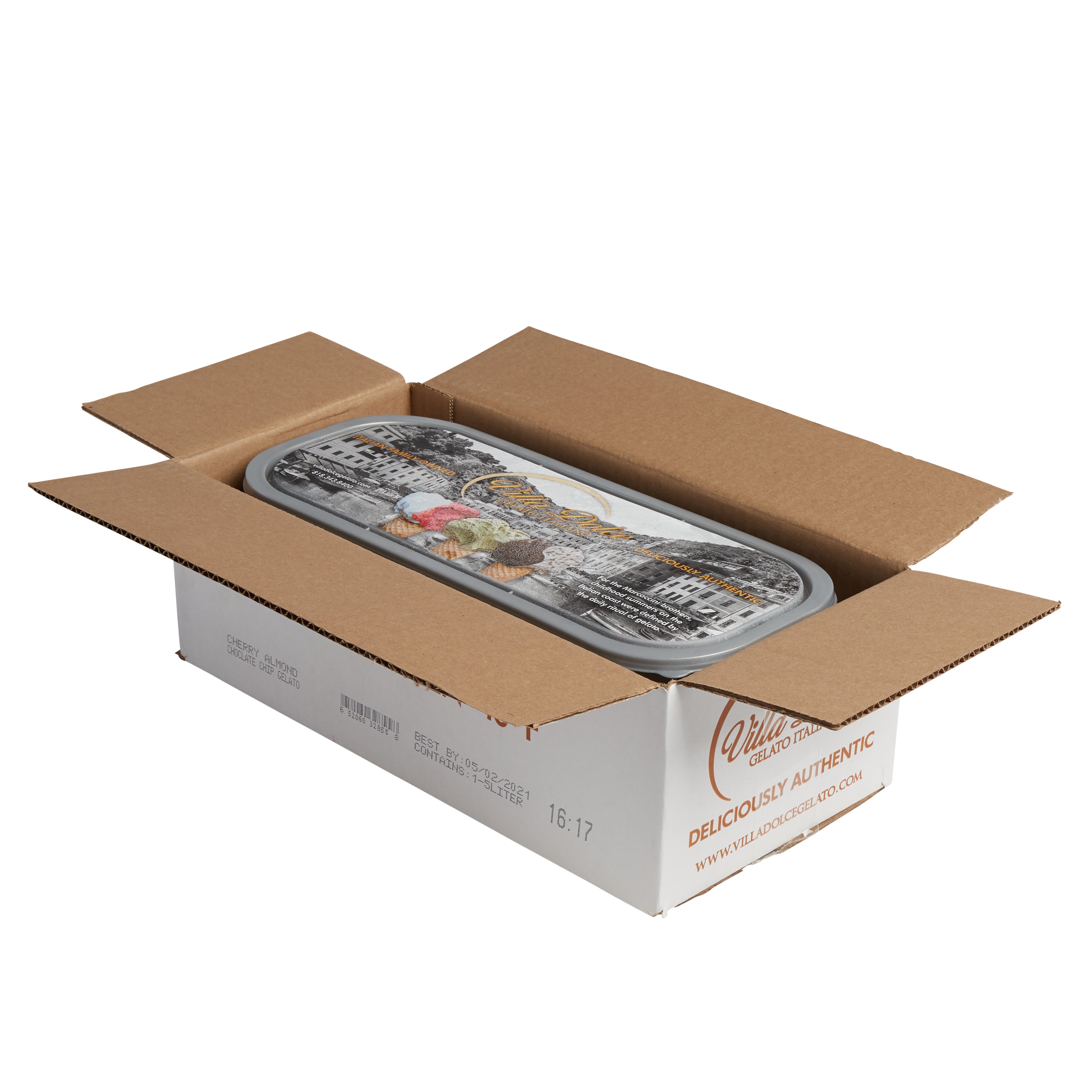 Villa Dolce Cherry Almond Chocolate Chip Gelato 5 Liter - 1 Per Case.