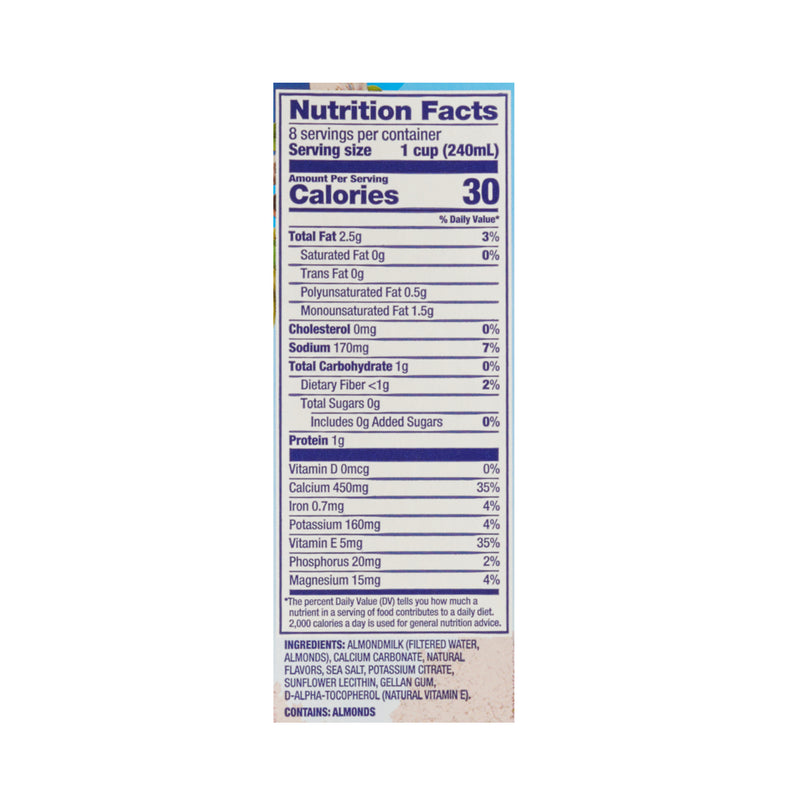 Almond Breeze Milk Substitute Unsweetened Vanilla 64 Ounce Size - 8 Per Case.