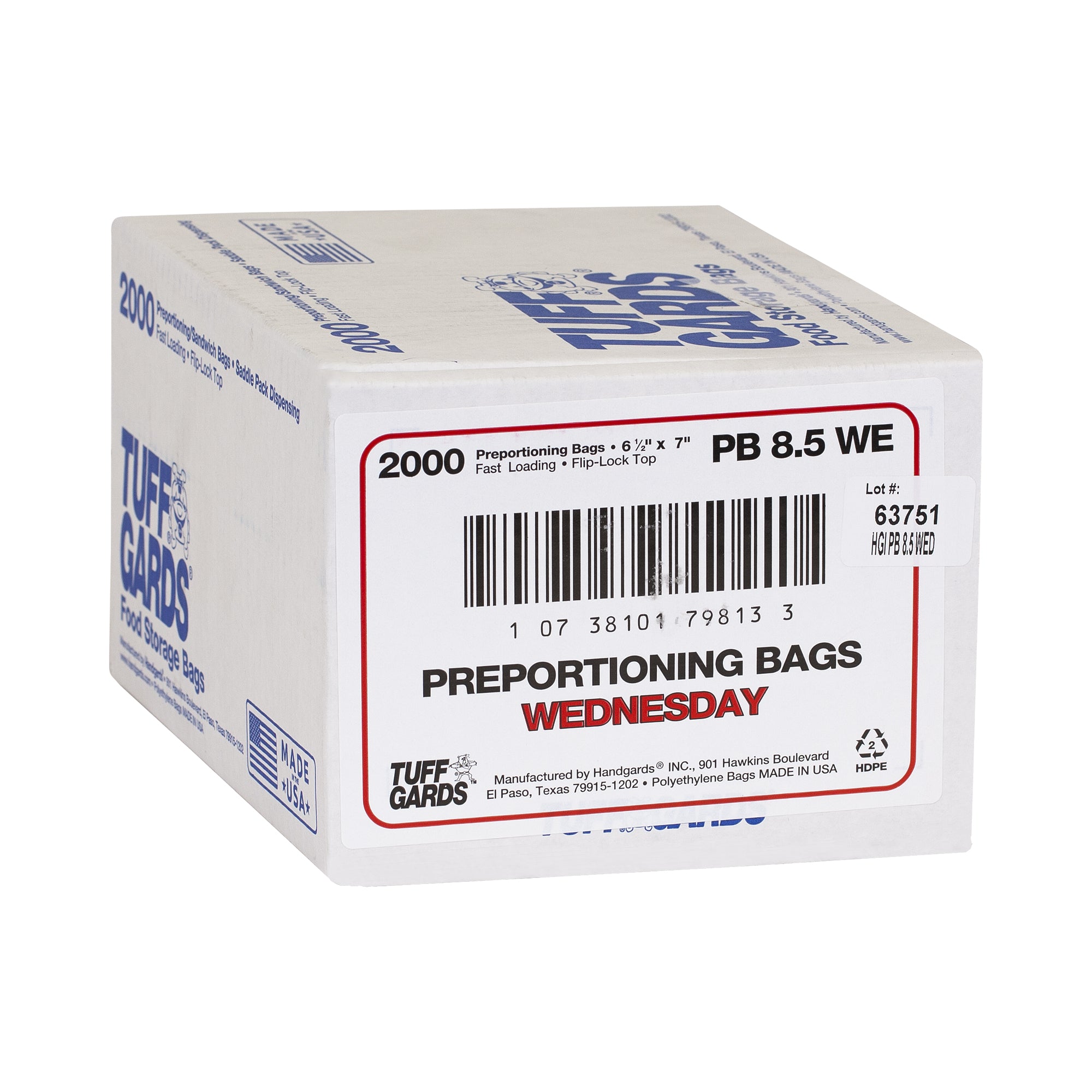 Bag High Density Saddle Preportion Bag Printed Red Wednesday 2000 Each - 1 Per Case.