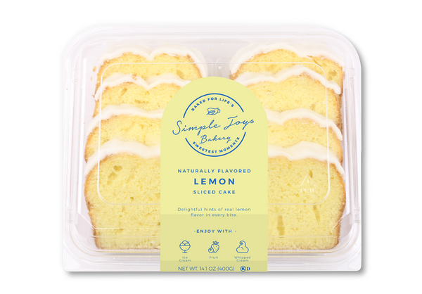Simple Joys Bakery Iced Lemon Sliced Cake 14 Ounce Size - 10 Per Case.