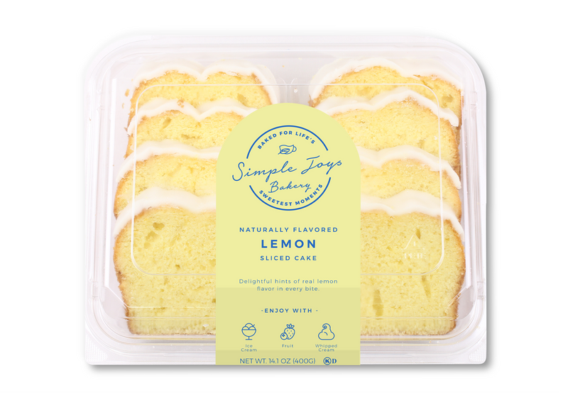 Simple Joys Bakery Iced Lemon Sliced Cake 14 Ounce Size - 10 Per Case.