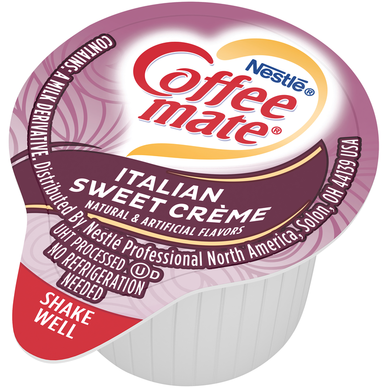 Nestle Coffee Mate Coffee Creamer Italian Sweet Creme Flavor Liquid Creamer Singles 18.7 Fluid Ounce - 4 Per Case.