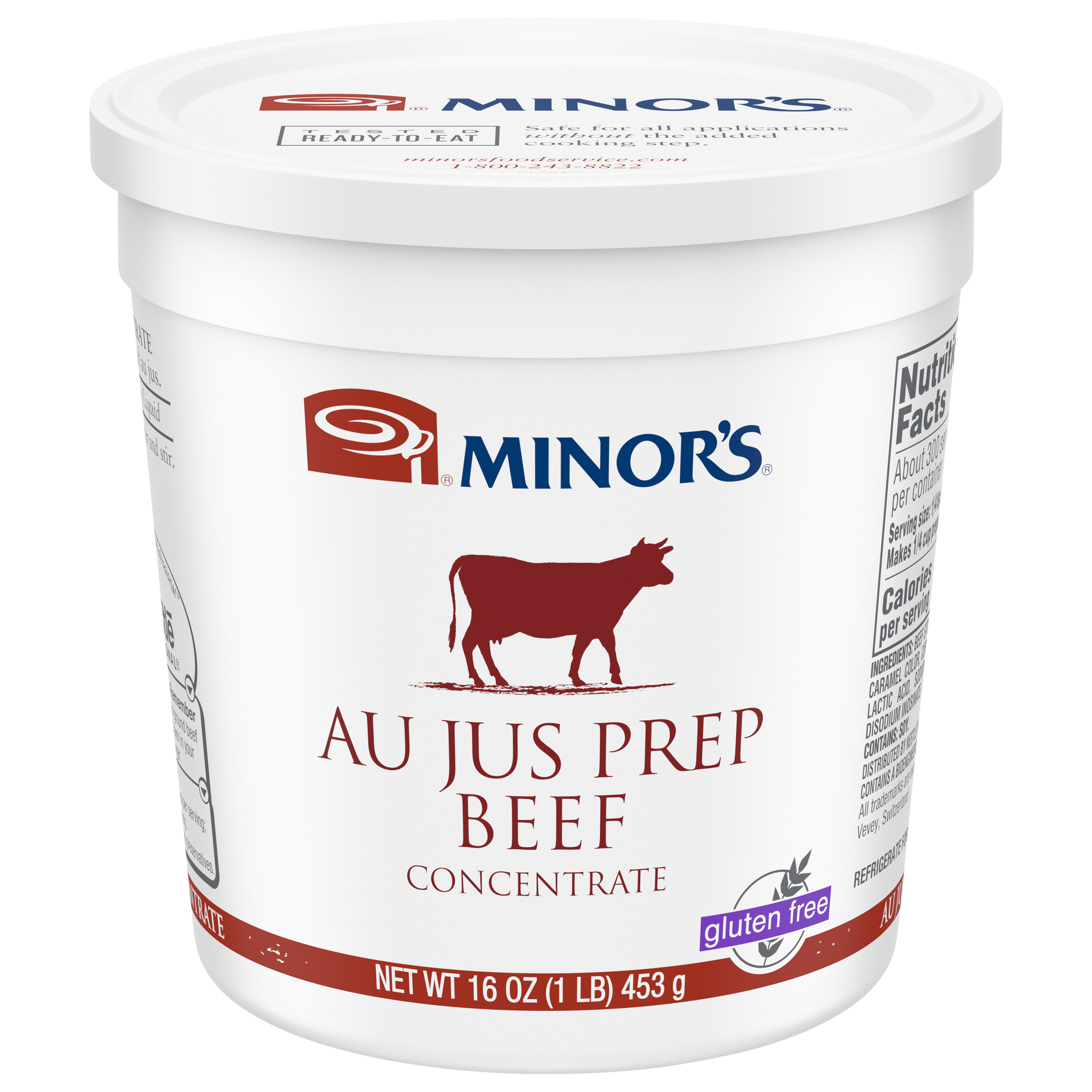 Minor's Au Jus Prep Beef Concentrate (No Added Msg) Gluten Free 1 Pound Each - 6 Per Case.