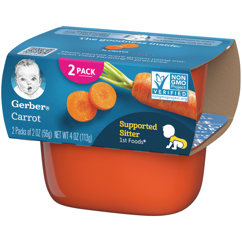 (2 Pack of 2 Oz) Gerber 1st Foods Carrot Baby Food 4 Ounce Size - 8 Per Case.