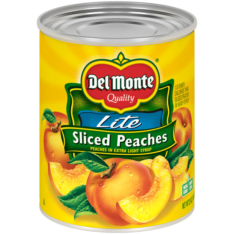 Del Monte® Lite Sliced Yellow Cling Peachesin Extra Light Syrup Can 29 Ounce Size - 6 Per Case.