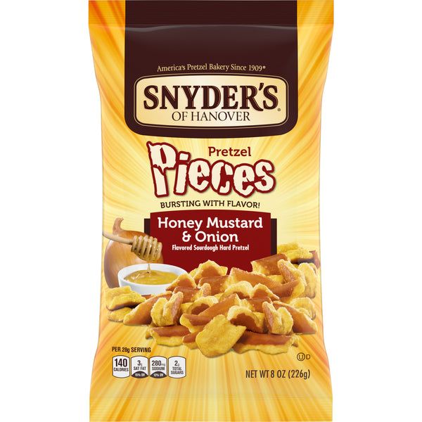 Snyder's Of Hanover Pretzel Pieces Honey Mustard And Onion 8 Ounce Size - 6 Per Case.