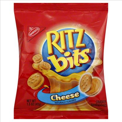 Ritz Bitz Cheese Sandwich Crackers 1.5 Ounce Size - 60 Per Case.
