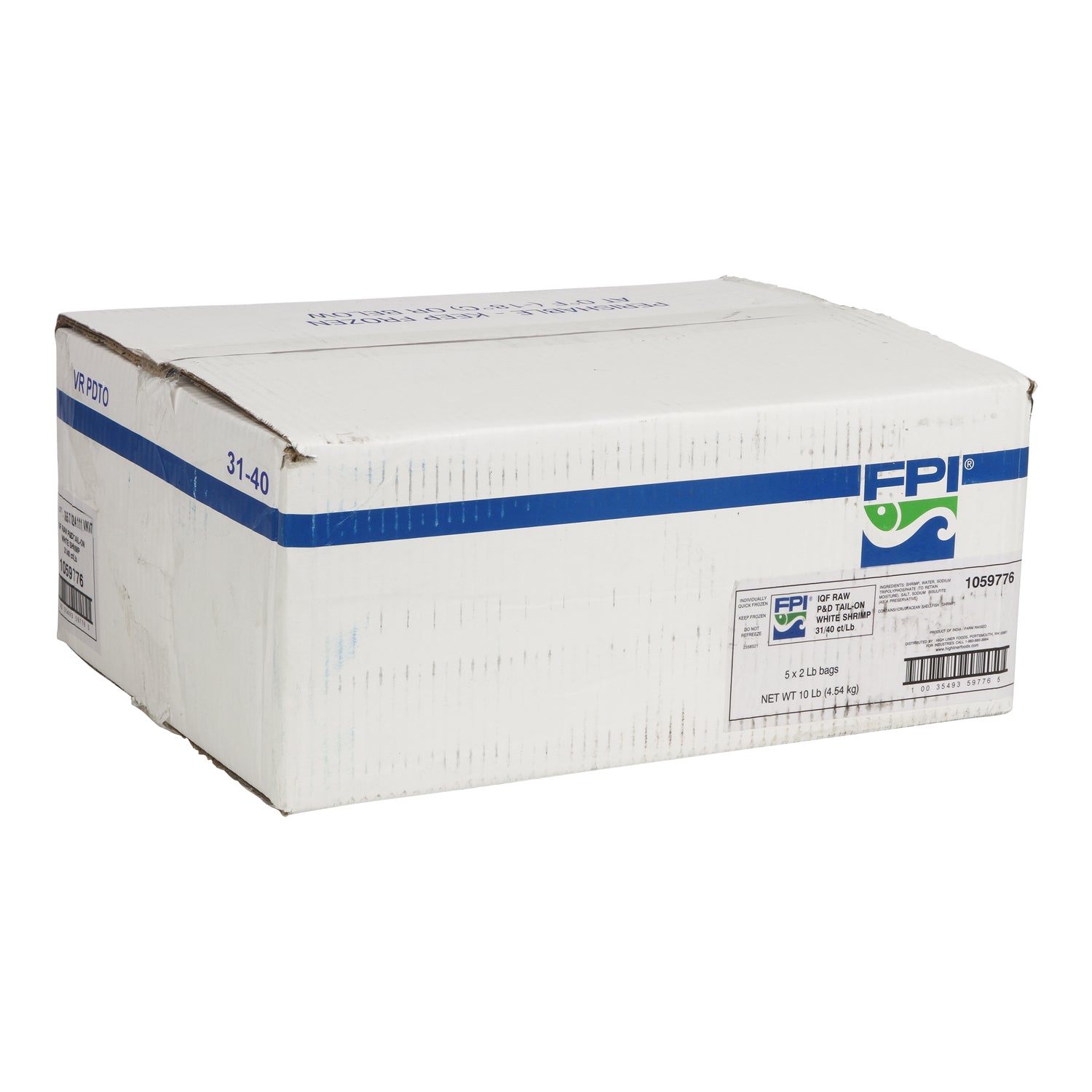 Raw IQF White Shrimp P&d Tail On 2 Pound Each - 5 Per Case.