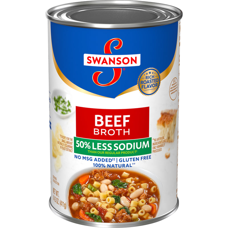 Swanson Beef Broth Low Sodium 14.5 Ounce Size - 24 Per Case.