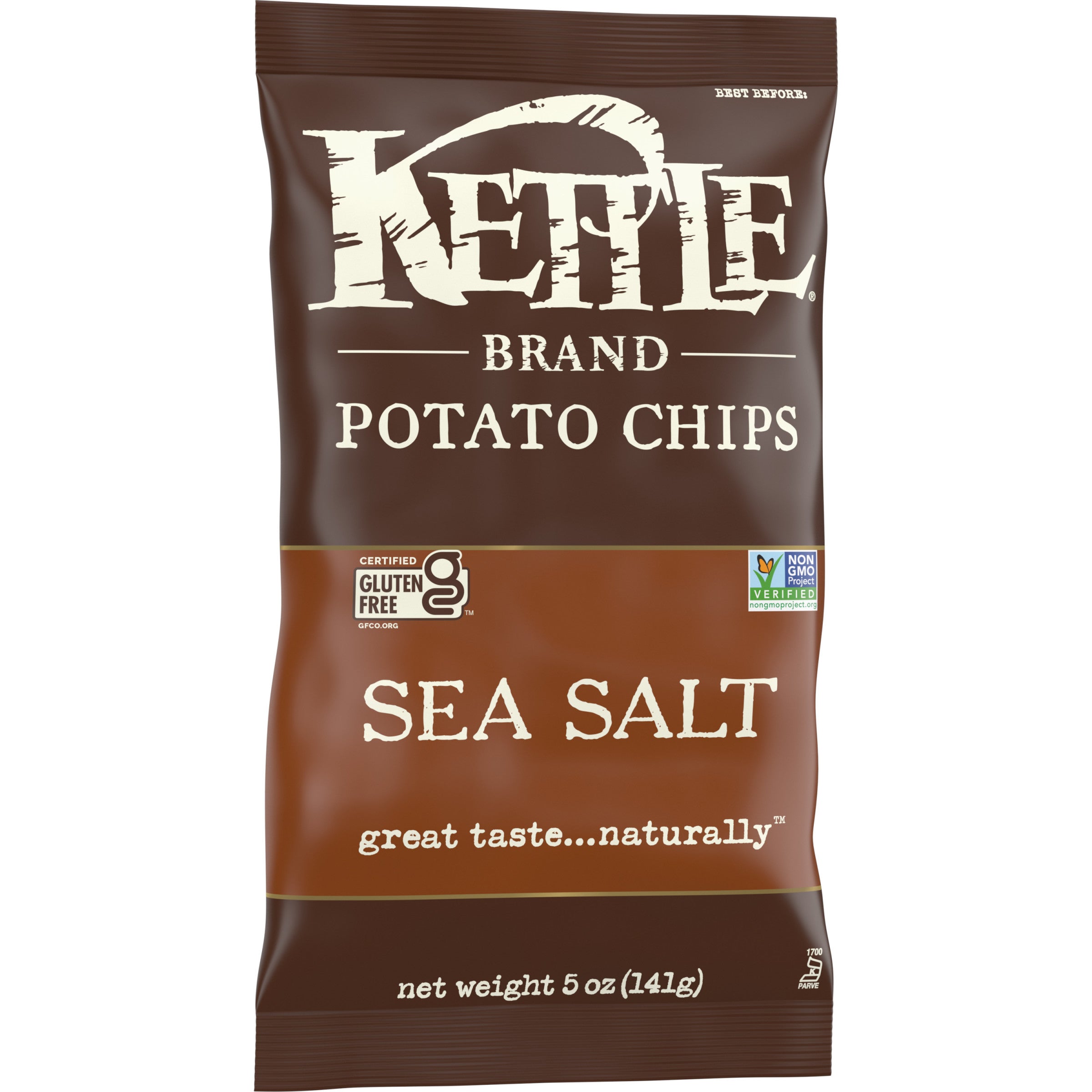Kettle Brand Potato Chips Sea Salt Kettle Chips 5 Ounce Size - 15 Per Case.