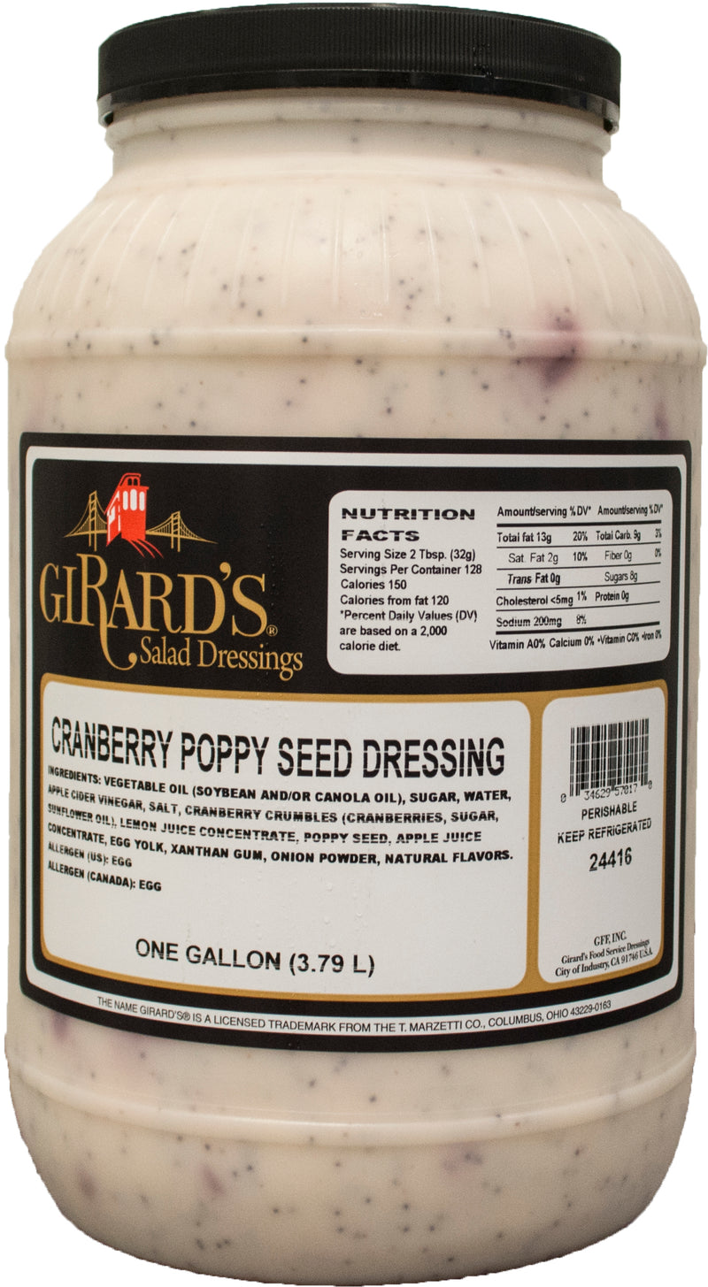 Girard's Cranberry Poppyseed Dressing, 1 Gallon - 2 Per Case.