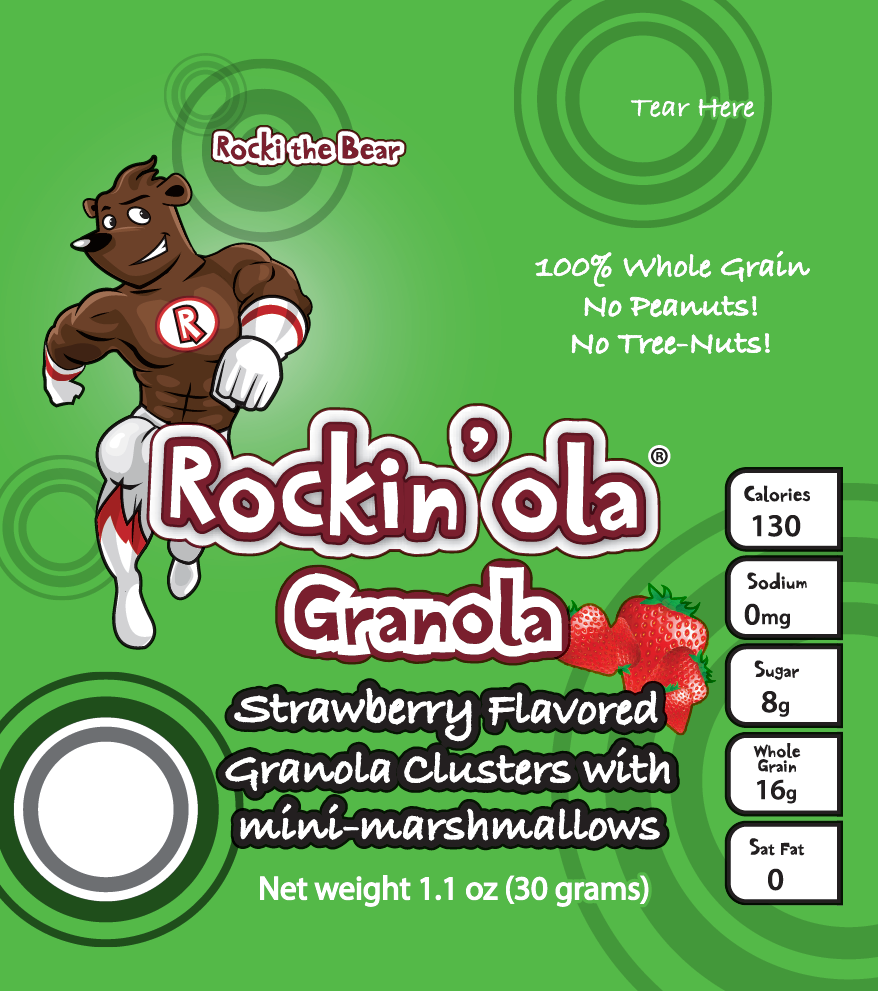 Rockin'ola Strawberry Granola With Mini Marshmallow 30 Grams Each - 250 Per Case.