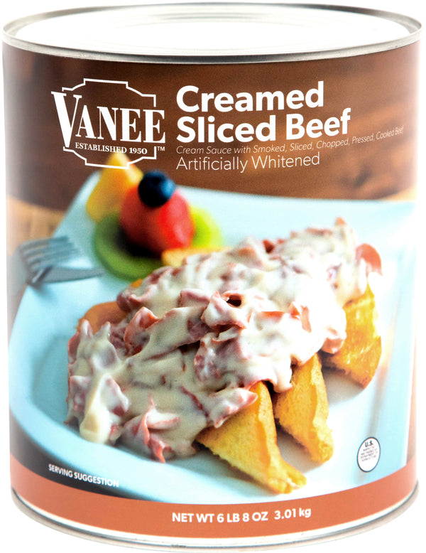 Creamed Sliced Beef Cream Sauce With Smokedsliced Chopped Pressed Cooked Beef Artif 106 Ounce Size - 6 Per Case.