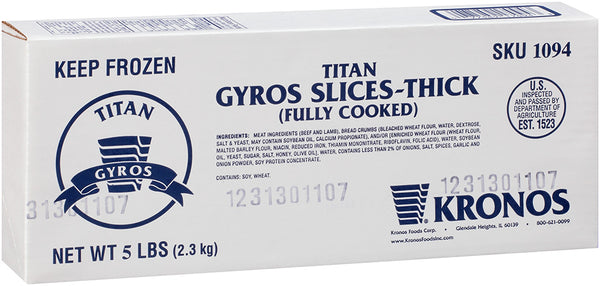 Gyro Titan Slice Fully Cooked Thick Slice 5 Pound Each - 4 Per Case.