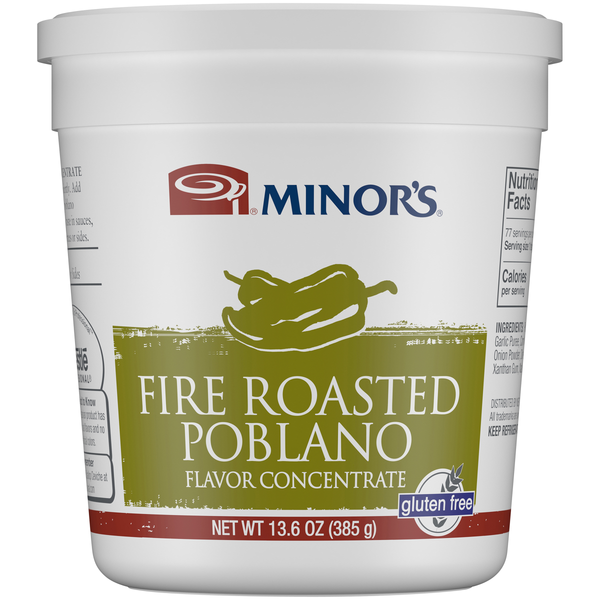 Minor's Fire Roasted Poblano Flavor Concentrate Gluten Free 13.6 Ounce Size - 6 Per Case.
