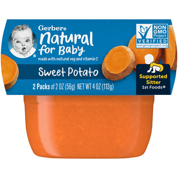(2 Pack of 2 Oz) Gerber 1st Foods Sweet Potato Baby Food 4 Ounce Size - 8 Per Case.