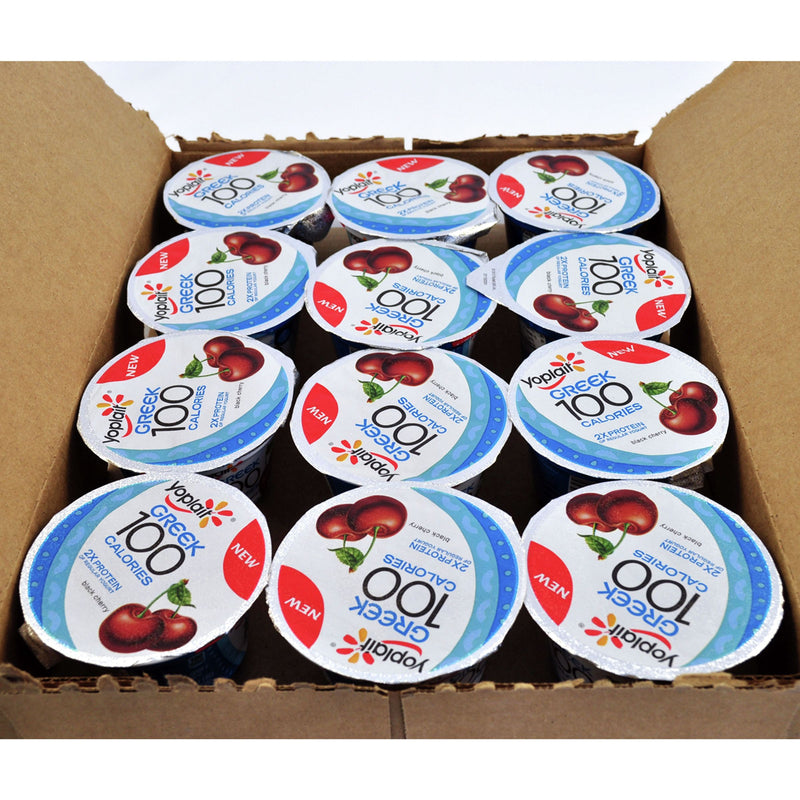 Yoplait® Greek Protein Yogurt Single Serve Cup Black Cherry 5.3 Ounce Size - 12 Per Case.