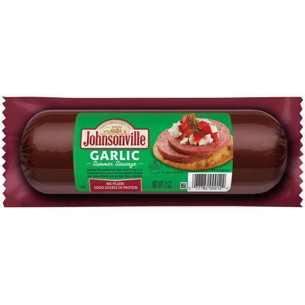 Johnsonville Garlic Recipe Snack Summer Porksausage Chubct 12 Ounce Size - 12 Per Case.