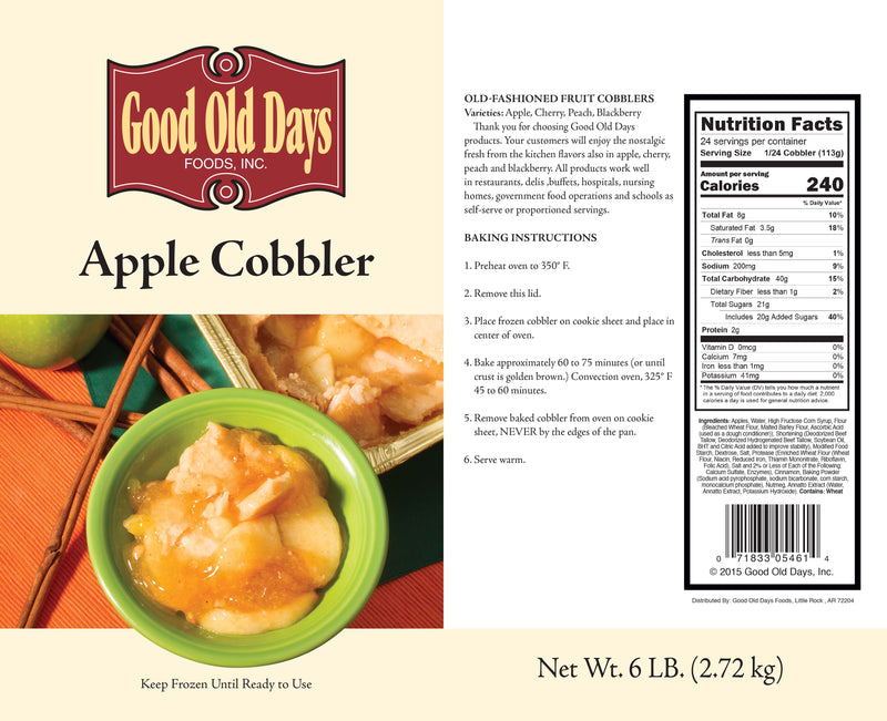Apple Cobbler 6 Pound Each - 4 Per Case.