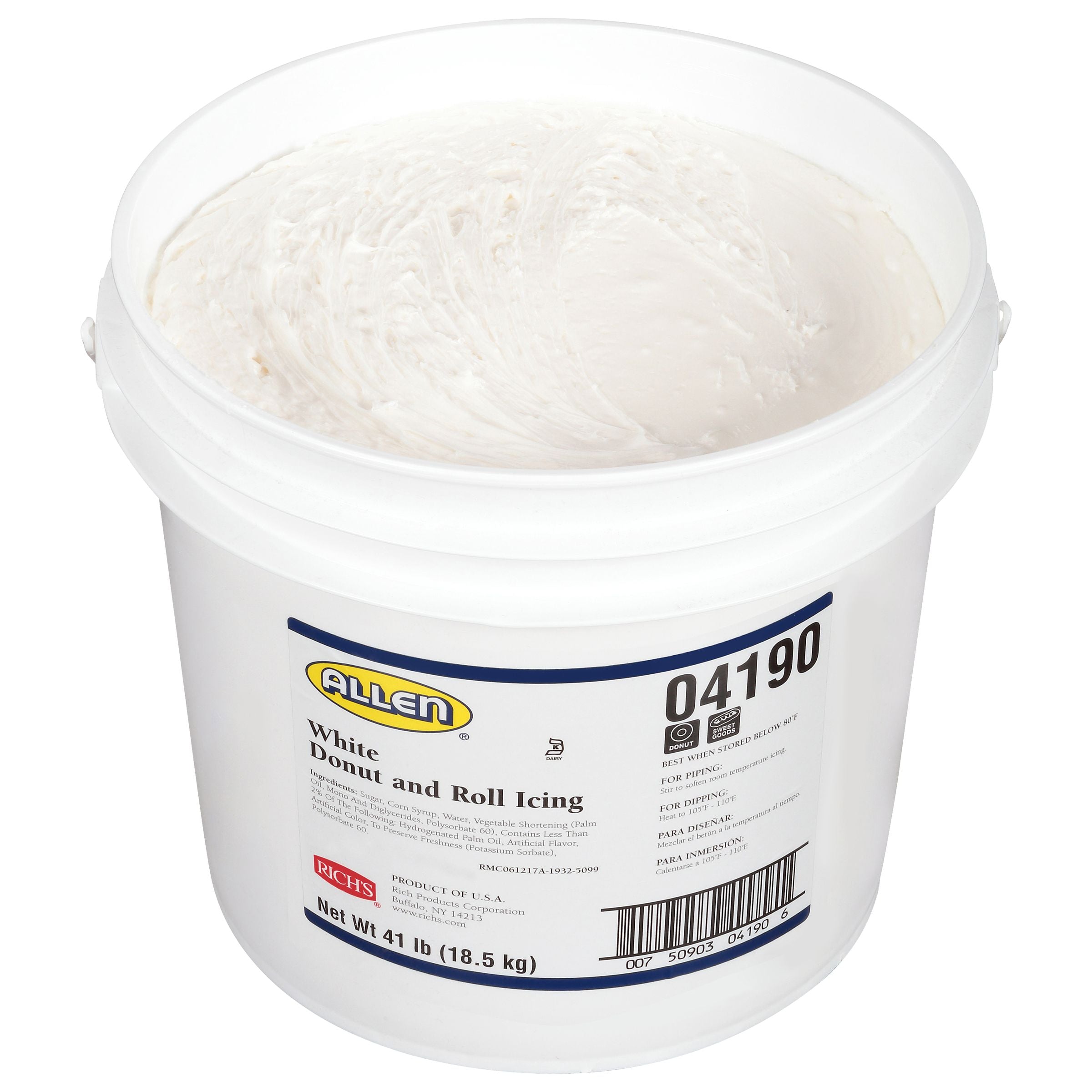 Allen Jwa Icing White Donut & Roll 41 Pound Each - 1 Per Case.
