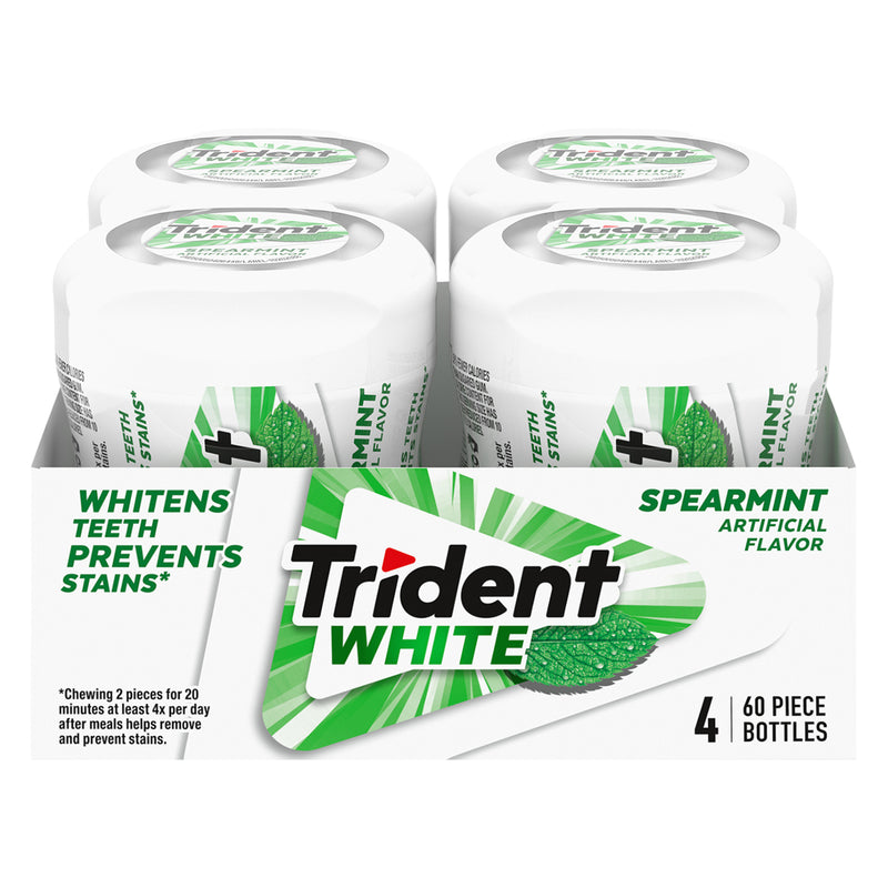 Trident White Gum Spearmint Sugar Free Spearmint Piece 60 Count Packs - 24 Per Case.