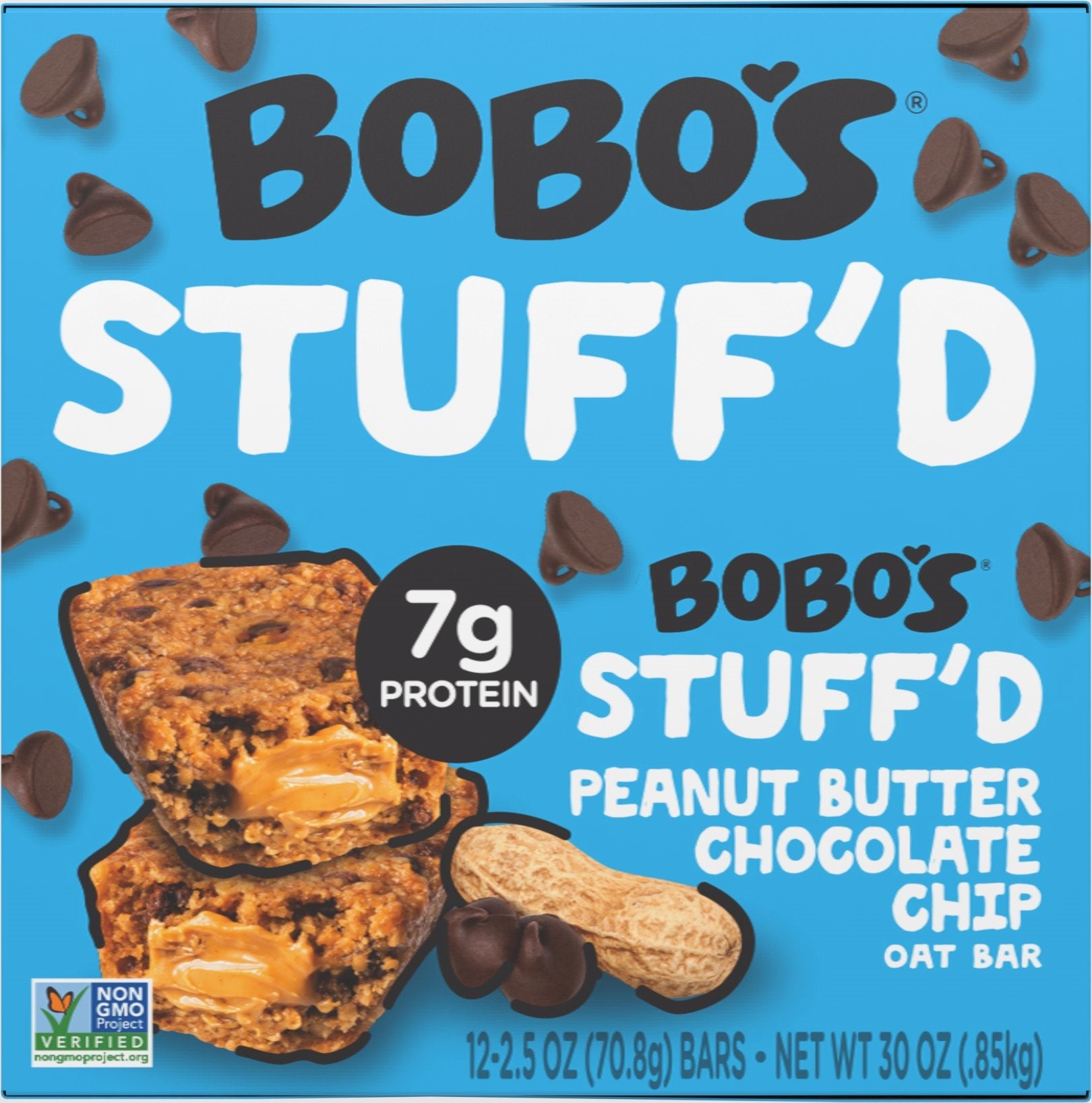 Chocolate Chip Peanut Butter Filled Bar 2.5 Ounce Size - 48 Per Case.