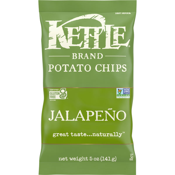 Kettle Brand Potato Chips Jalapeno Kettle Chips 5 Ounce Size - 8 Per Case.