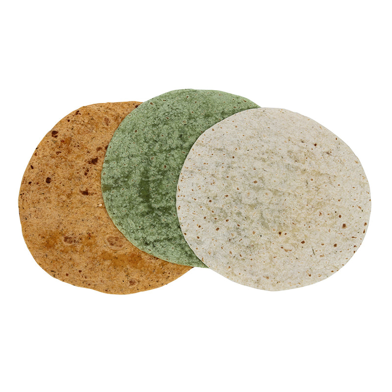 Mission 2" Variety Flavored Wraps Garlic Herb Tomato Basil Spinach Herb 12 Count Packs - 6 Per Case.