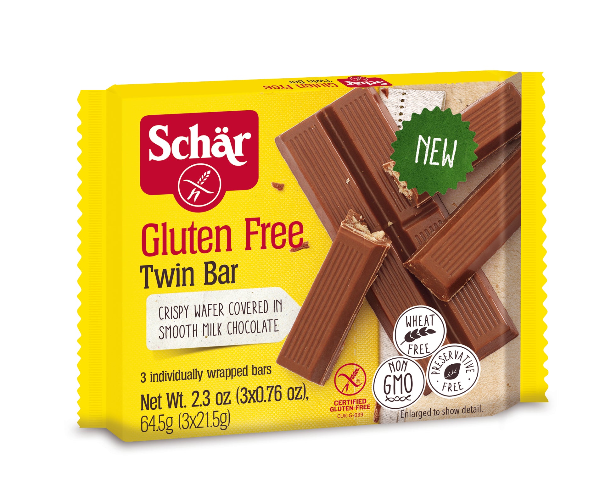 Schar Gluten Free Twin Bar, 2.3 Ounces - 14 Per Case.