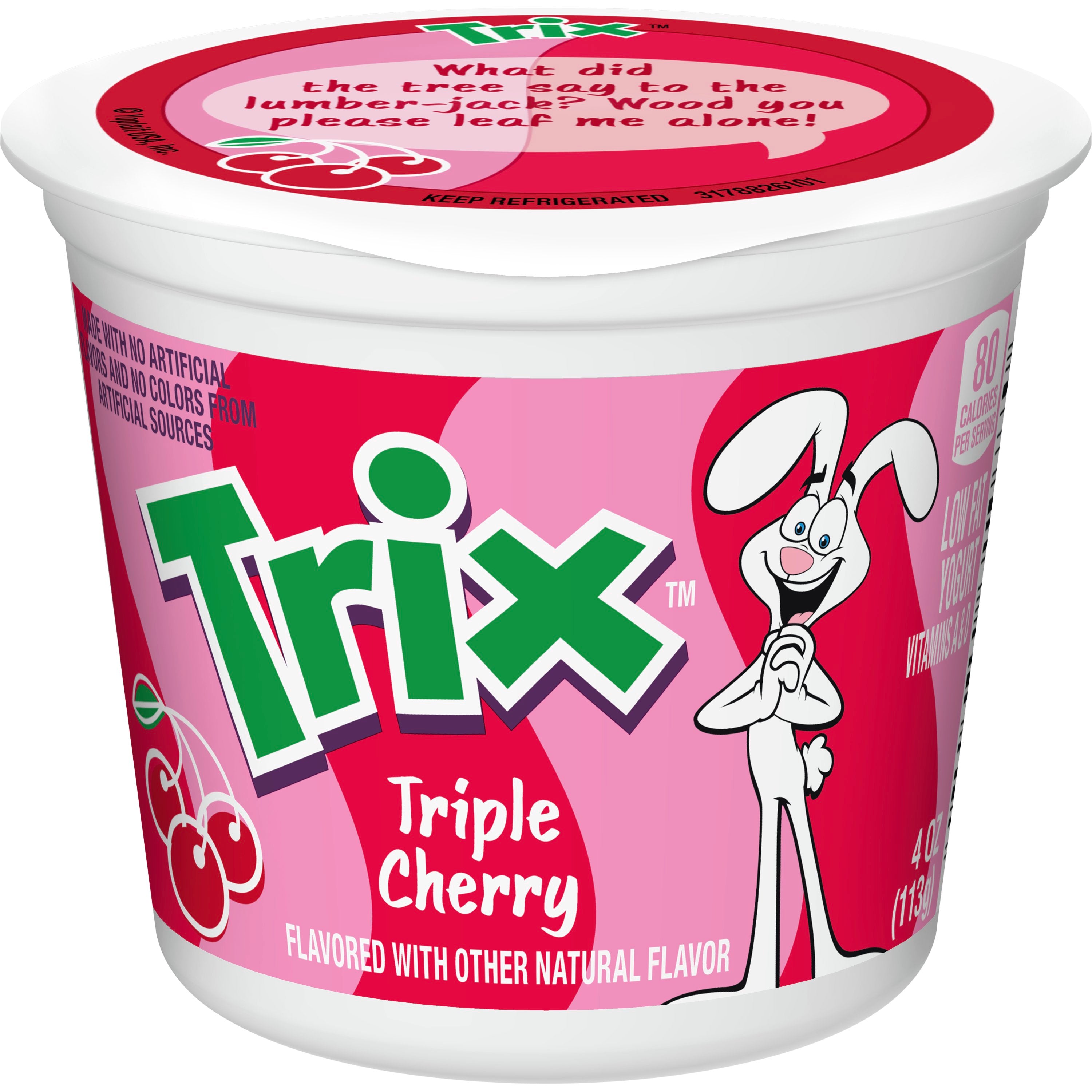 Yoplait® Trix™ Low Fat Yogurt Reduced Sugar Single Serve Cup Triple Cherry 4 Ounce Size - 48 Per Case.