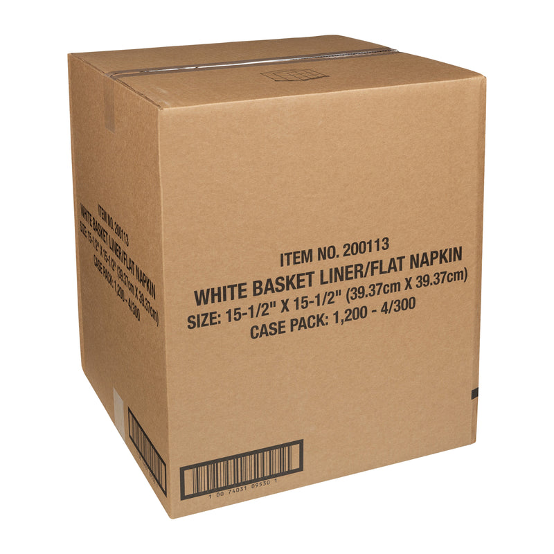 Liner Basket White No Fold Dinner Napkin Point To Point Emb 300 Each - 4 Per Case.
