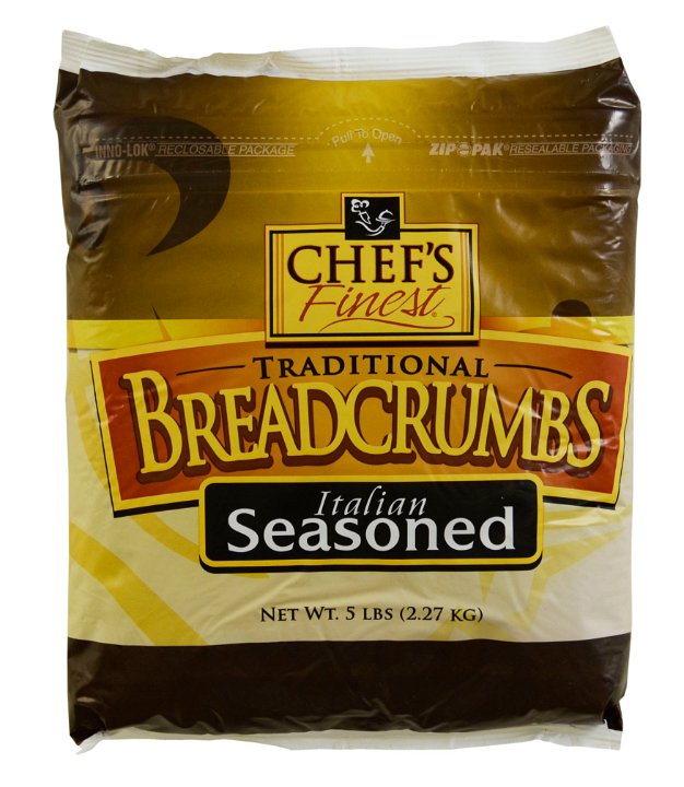 Chef's Finest Crumbled Medium Seasoned Bread 5 Pound Each - 6 Per Case.