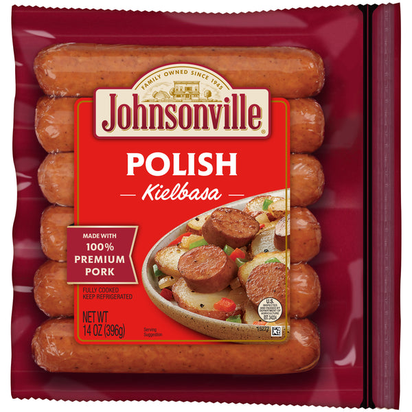Johnsonville Cooked Skinless Polish Pork Sausage Links Packagect 14 Ounce Size - 10 Per Case.