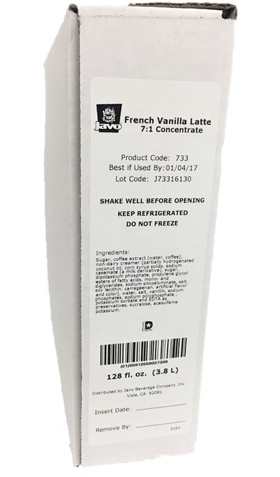 Javo Beverage French Vanilla Iced Latte Gallon 1 Gallon - 1 Per Case.