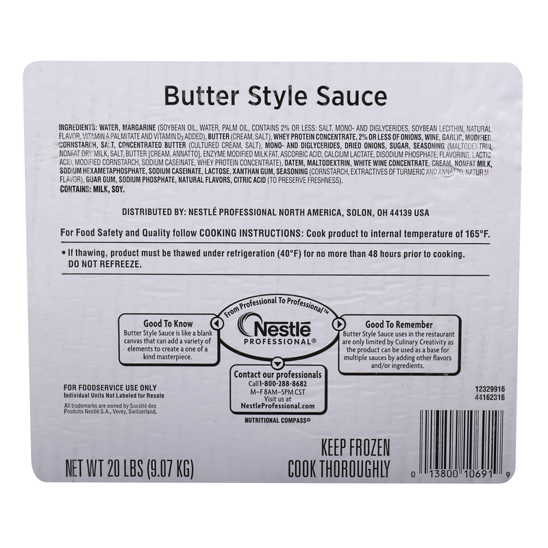Nestle Non-Exclusive Butter Style Sauce Concentrate Pouches 5 Pound Each - 4 Per Case.