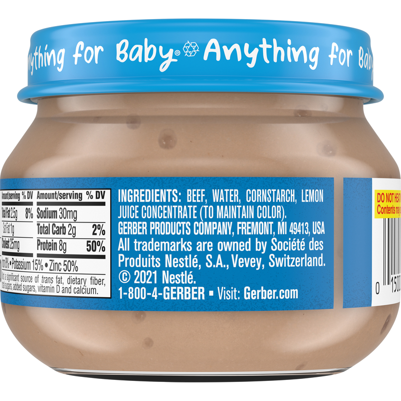 Gerber 2nd Foods Beef & Gravy Baby Food Jars 2.5 Ounce Size - 10 Per Case.