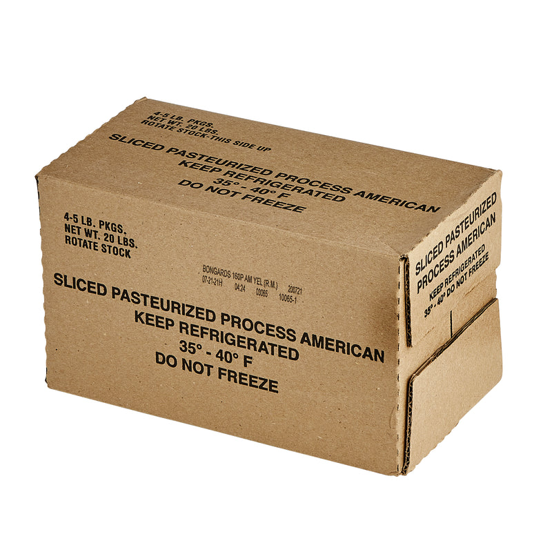 Bongards Yellow Cheese Restricted Melt Processed American Pullman Slices 5 Pound Each - 4 Per Case.