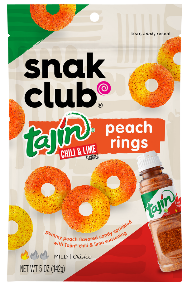 Snak Club Tajin Peach Rings 1 Each - 6 Per Case.
