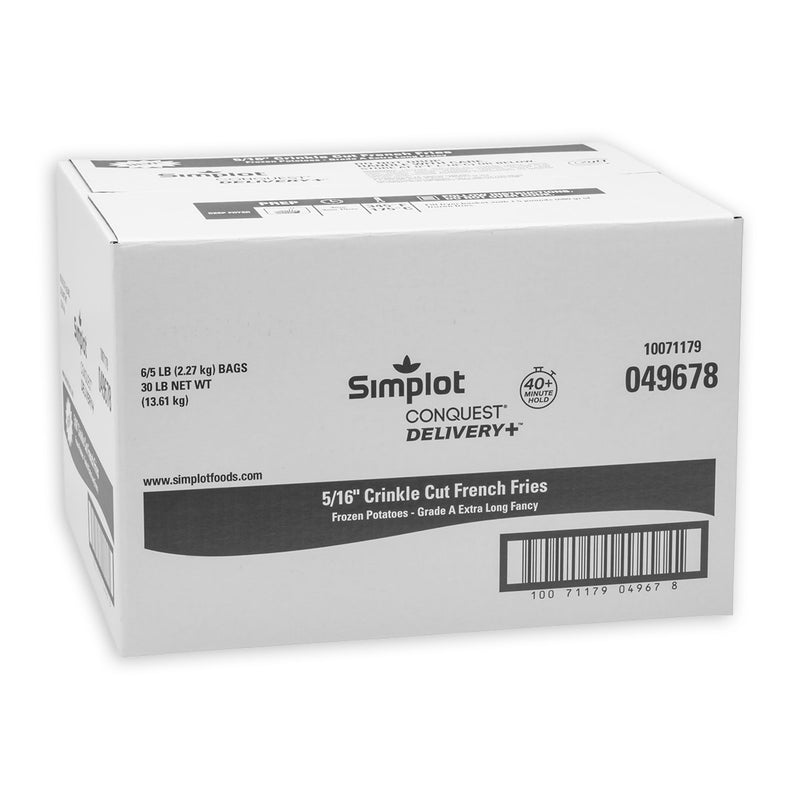 Simplot Conquest Delivery 6" Clear Coatedcrinkle Cut Fries 5 Pound Each - 6 Per Case.