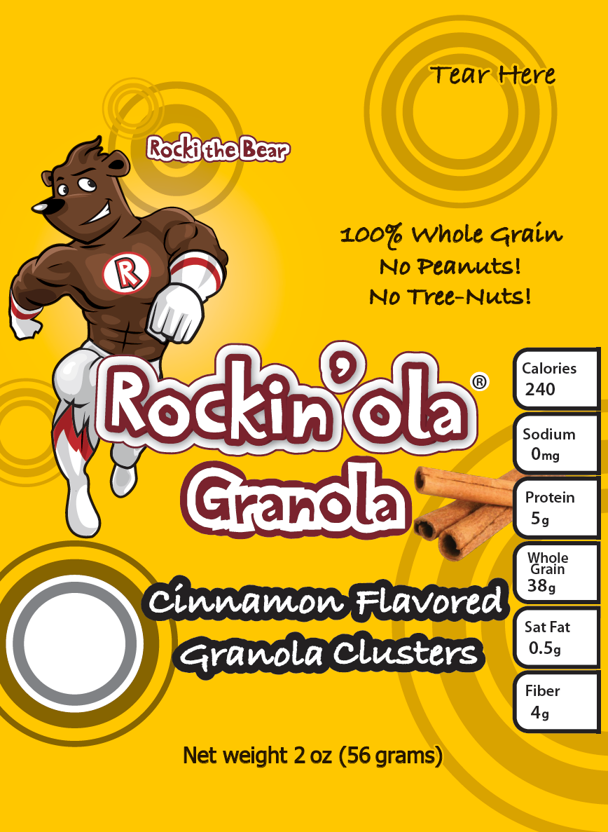 Rockin'ola Cinnamon Granola 56 Grams Each - 125 Per Case.