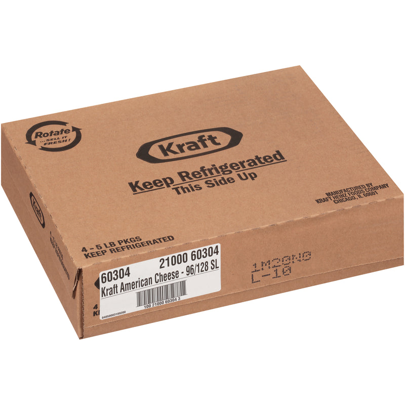 KRAFT American Sliced Ribbon Cheese (96-128 Slices) 5 lb. 4 Per Case