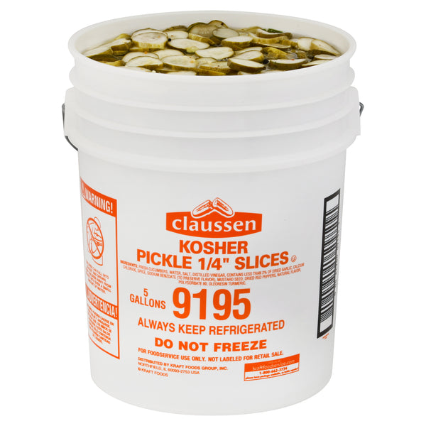 CLAUSSEN Kosher Smooth 1/4" Cut Pickle Chips 5 gal. Pail
